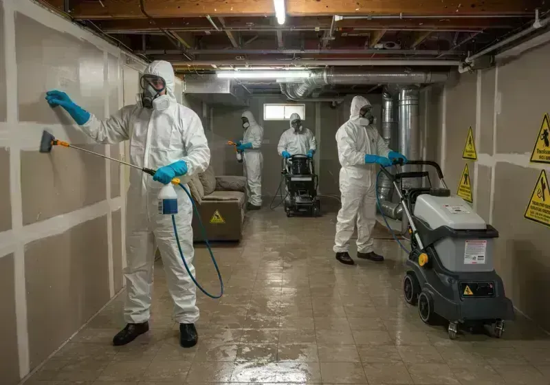 Basement Moisture Removal and Structural Drying process in Jersey County, IL